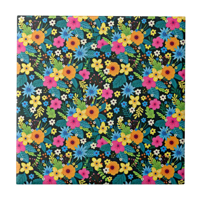 Carreau Fleurs Ditsy Vibrantes Motif Floral-43785 (Devant)