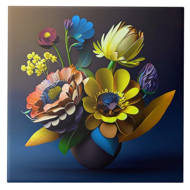 Carreau fleurs en papier 3d (Devant)