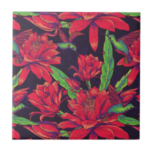 Carreau Fleurs et colibris