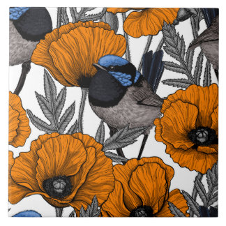 Carreau Fleurs et fleurs de pavot orangé 2