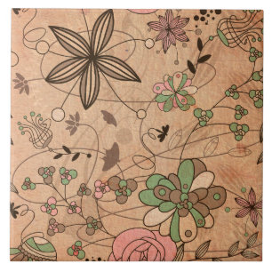 Carreau Fleurs florales colorées de Bohème de Boho rétr