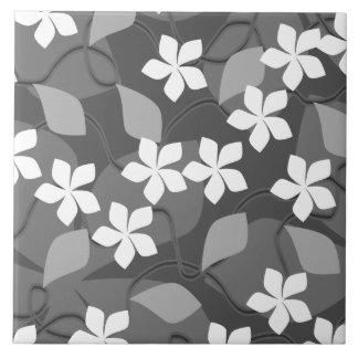 Carreau Fleurs grises et blanches. Modèle floral