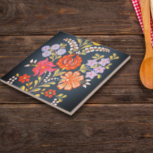 Carreau fleurs hongroises - couleurs vives