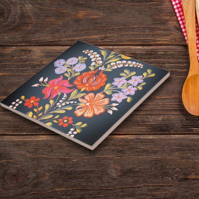 Carreau fleurs hongroises - couleurs vives (Créateur téléchargé)