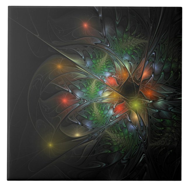 Carreau Fleurs imaginaires fractales douces et tendres (Devant)