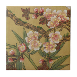 Carreau Fleurs Japonaises Asiatiques Fleur de Cerisier Vin