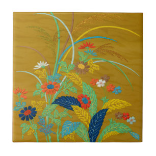 Carreau Fleurs Japonaises Vintage G.A. Audsley