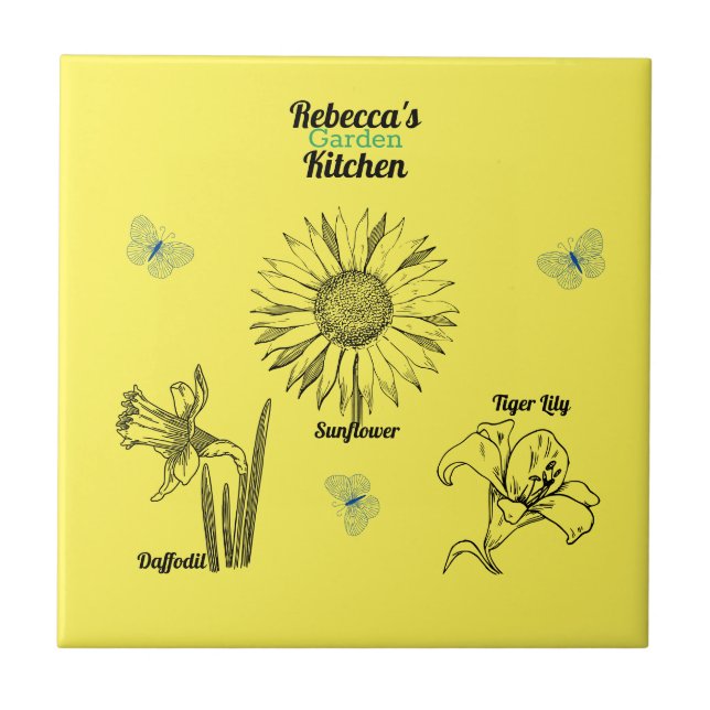 Carreau Fleurs jaunes illustrées (Devant)
