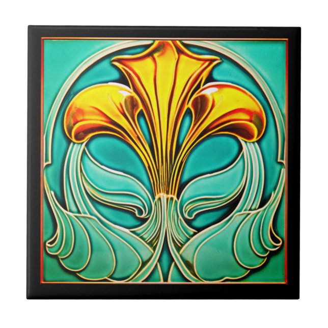 Carreau Fleurs Jaunes Lumineuses Carrelage Art Déco (Devant)