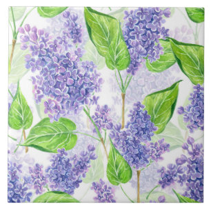 Carreau Fleurs lilas aquarelles