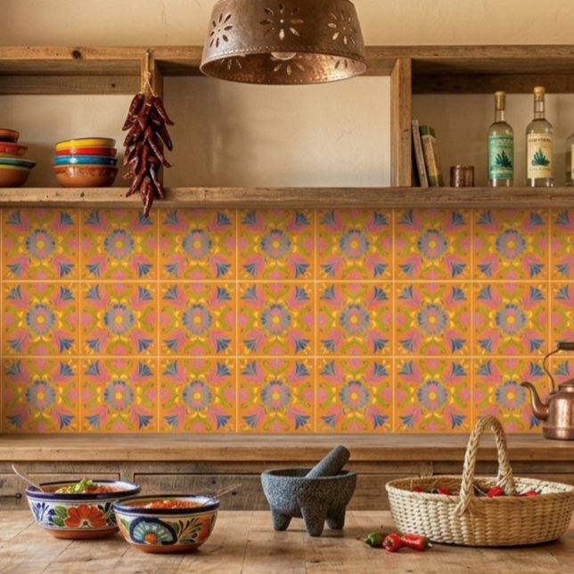 Carreau Fleurs mexicaines orange espagnol (Créateur téléchargé)