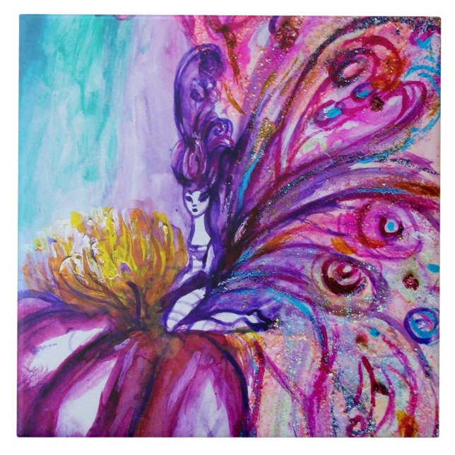 CARREAU FLEURS MORTES BLANCHES EN ROSE, PARKLES D'OR (Devant)