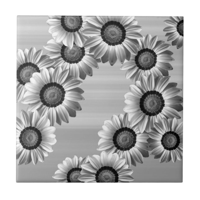 Carreau Fleurs noires et blanches (Devant)