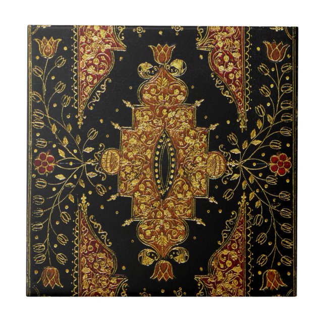 Carreau Fleurs noires et dorées tombées (Devant)