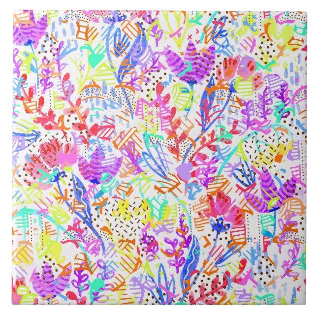 Carreau Fleurs pastel abstraites (Devant)