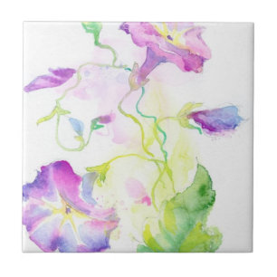 Carreau Fleurs peintes de convolvule d'aquarelle