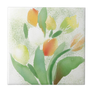 Carreau Fleurs pour aquarelle de tulipe, illustrations