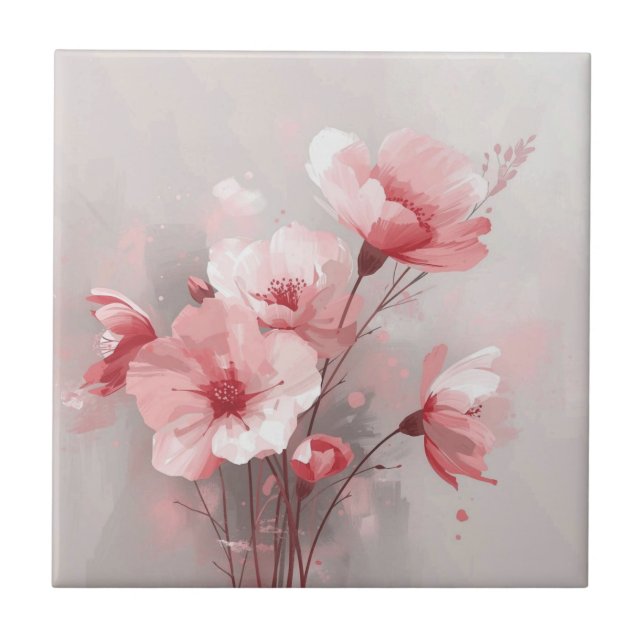 Carreau Fleurs roses, blanches et grises (Devant)