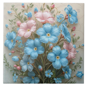Carreau Fleurs roses et bleues élégantes
