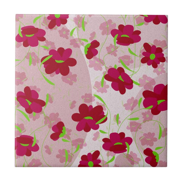 Carreau Fleurs roses et rouges - Floral (Devant)