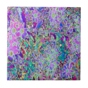 Carreau Fleurs roses et violettes abstraites hallucinantes