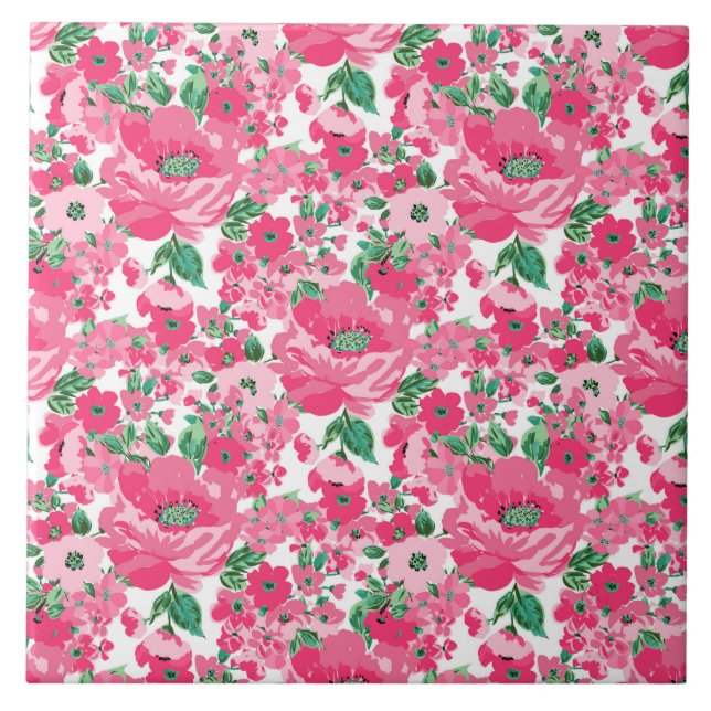 Carreau Fleurs roses peintes à la main mignonne Design bla (Devant)