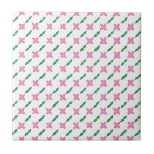 Carreau Fleurs roses Vert Motif Feuille Carrelage Trivet