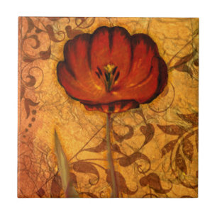 Carreau Fleurs rouges I