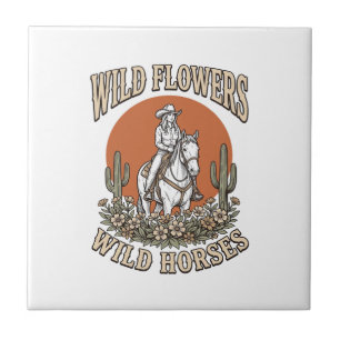 Carreau Fleurs sauvages Chevaux sauvages Chemise Western C
