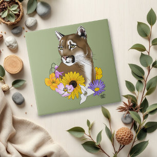 Carreau Fleurs sauvages Couguar Lion de montagne Puma