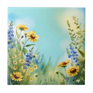 Carreau Fleurs sauvages Springtime En Bleu Doux