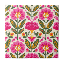 Fleurs Talavera mexicaines Fuchsia Rose Floral