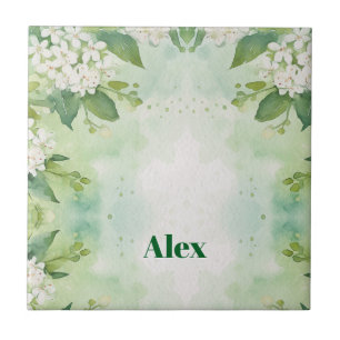 Carreau Fleurs verdoyantes aquarelles modernes & personnal