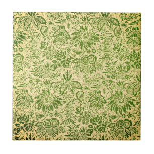 Carreau Fleurs vertes florales vintage jolies