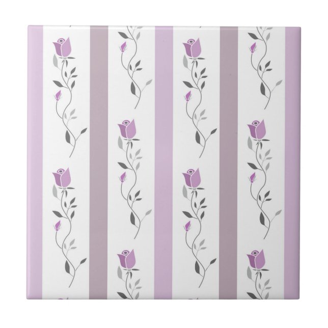 Carreau Fleurs vintage motif rayé blanc beige rose  (Devant)