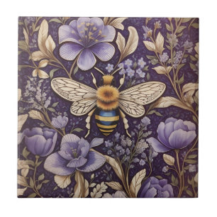 Carreau Fleurs vintages de lavande Bumble Bee Purple Natur