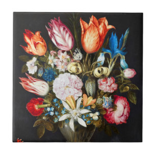 Carreau Fleurs vintages en verre par Ambrosius Bosschaer