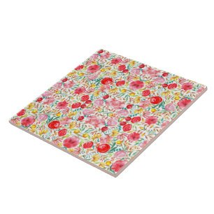 Carreau Fleurs Vintages florales et herbe de prairie