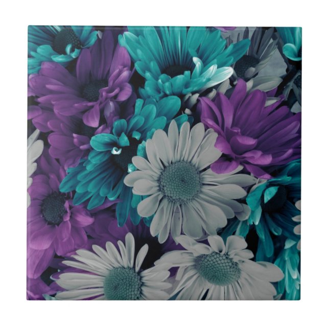 Carreau Fleurs violettes et bleues (Devant)