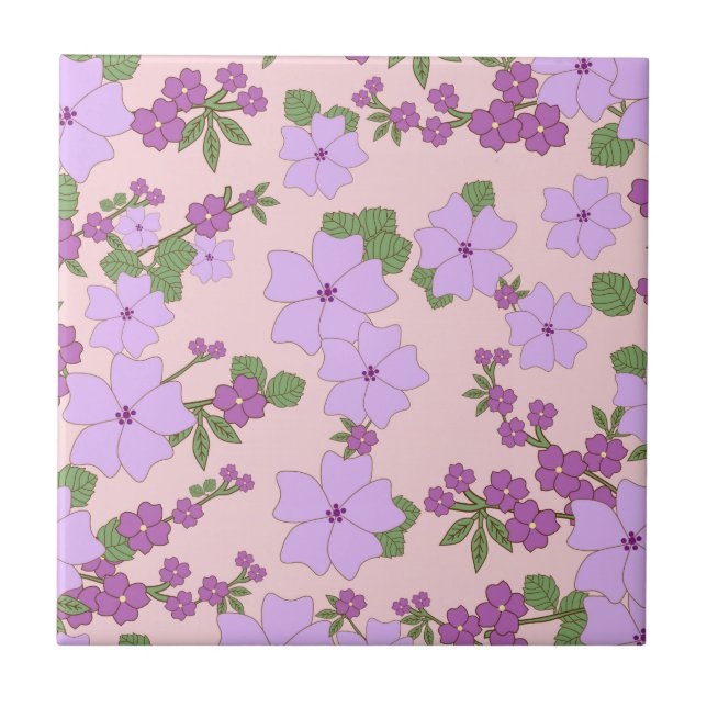 Carreau Fleurs Violettes, Modèle Floral, Motif De Fleurs (Devant)