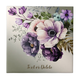 Carreau Fleurs violettes rose Or Élégant