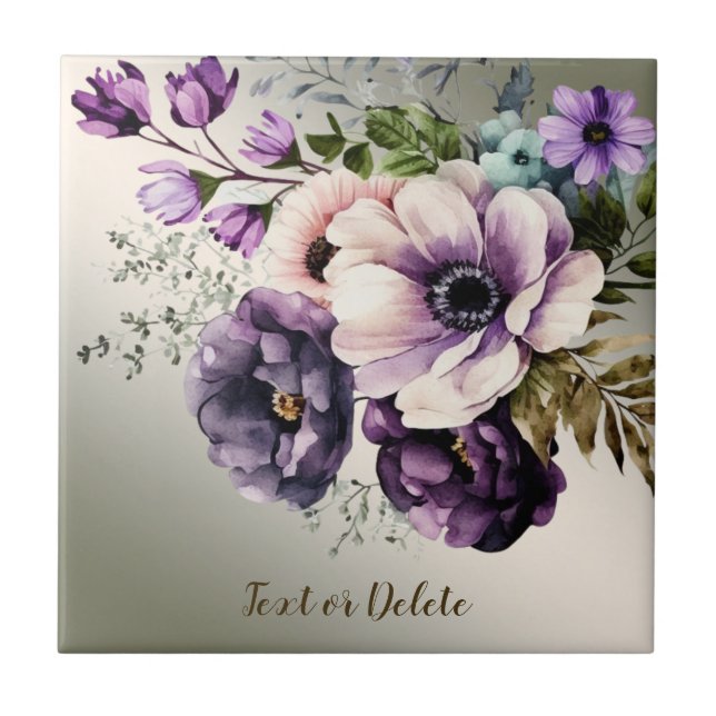 Carreau Fleurs violettes rose Or Élégant (Devant)