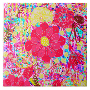 Carreau Fleurs vives et colorées