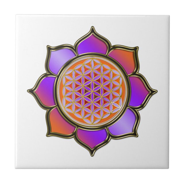 Carreau FLEUVE DE VIE - LOTUS violet (Devant)