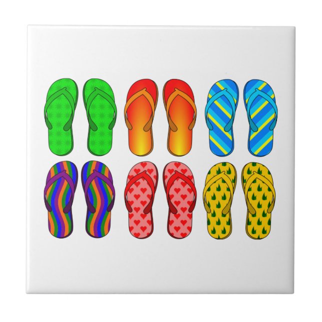 Carreau Flip Flop Chaussures Amusantes Plage d'été Bandes  (Devant)