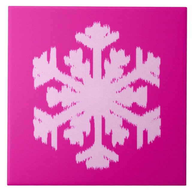Carreau Flocon de neige Ikat - Fuchsia et rose glace (Devant)