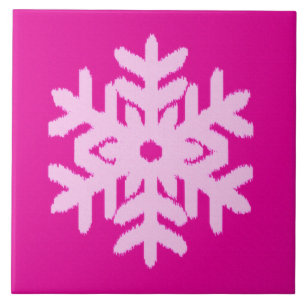 Carreau Flocon de neige Ikat - Fuchsia et rose glace
