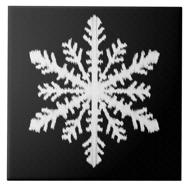 Carreau Flocon de neige Ikat - Noir et blanc (Devant)