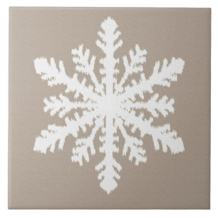 Carreau Flocon de neige Ikat - Taupe tan et blanc