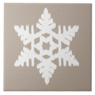 Carreau Flocon de neige Ikat - Taupe tan et blanc